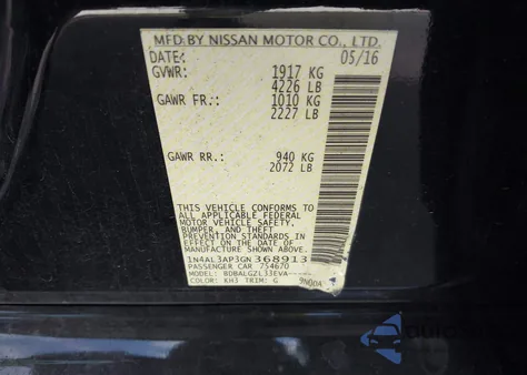 2016 Nissan Altima 2.5/2.5 S/2.5 Sl/2.5 Sr/2.5 Sv from USA, damaged, VIN 1N4AL3AP3GN368913